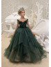 Lace Tulle Long Buttons Back Flower Girl Dress Party Dress